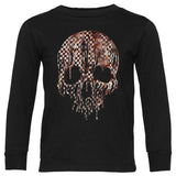 *Marble Drip Skull Long Sleeve Shirt, Black (Infant, Toddler, Youth, Adult)