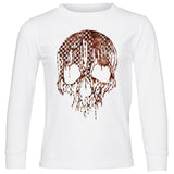 *Marble Drip Skull Long Sleeve Shirt, White (Infant, Toddler, Youth, Adult)