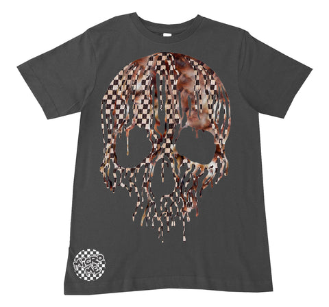 Marble Check Drip Skull Tee, Charcoal  (Infant, Toddler, Youth, Adult)