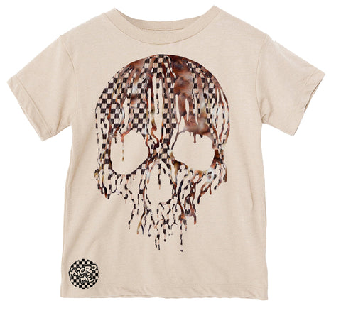 Marble Check Drip Skull Tee, Natural (Infant, Toddler, Youth, Adult)