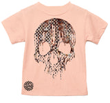 *Marble Check Drip Skull Tee, Peach (Infant, Toddler, Youth, Adult)