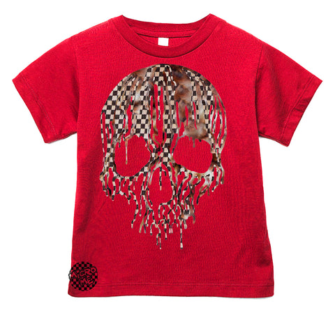 Marble Check Drip Skull Tee, Red (Infant, Toddler, Youth, Adult)