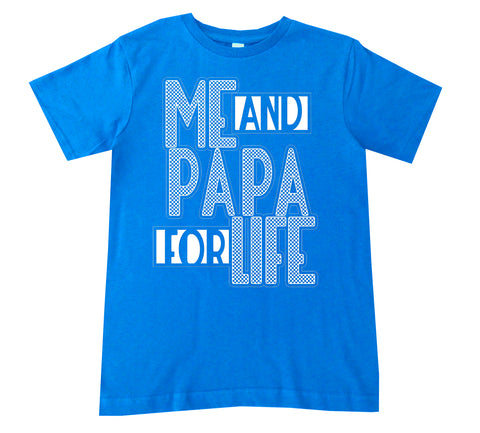 JJ- Me & Papa Checks Tee, Neon Blue (Infant, Toddler, Youth, Adult)