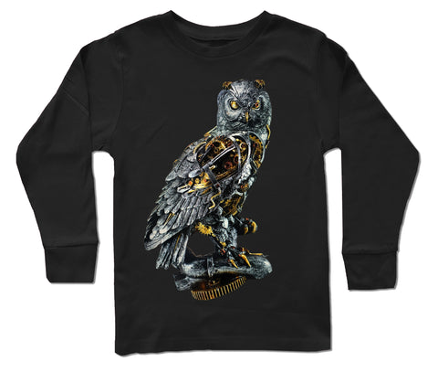 SP-Mechanical Owl Long Sleeve Shirt,  Black (Toddler, youth, adult)