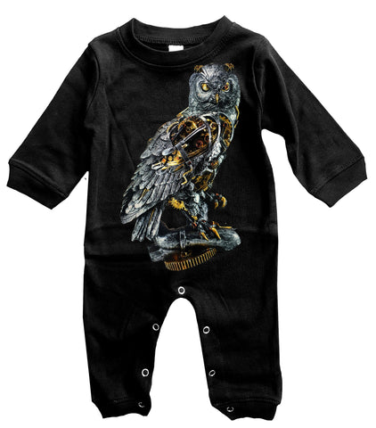 SP-Mechanical Owl  Romper, Black- (Infant)