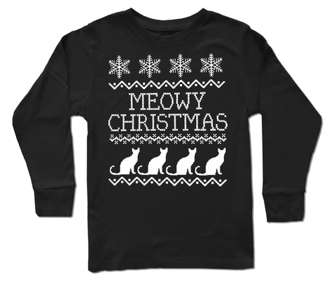 UG- Meowy Christmas Long Sleeve Shirt, Black (Infant, Toddler, Youth)