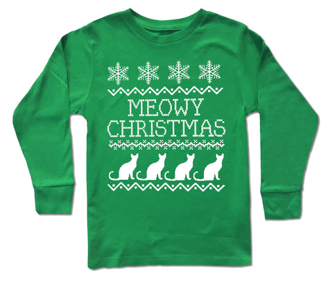 UG- Meowy Christmas Long Sleeve Shirt, Green (Infant, Toddler, Youth)