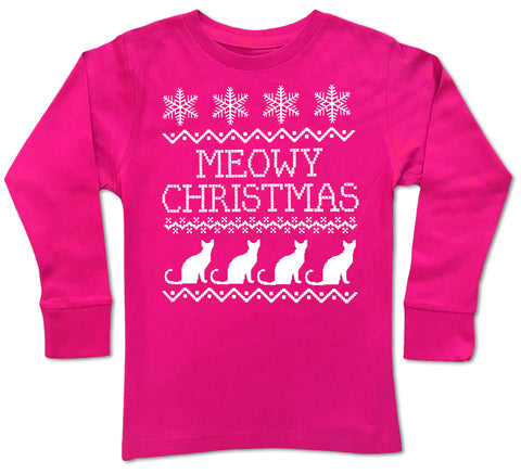 UG- Meowy Christmas Long Sleeve Shirt,  Hot PInk (Infant, Toddler, Youth)