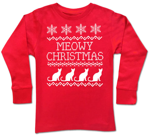 UG- Meowy Christmas Long Sleeve Shirt, Red (Infant, Toddler, Youth)