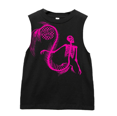 Mermaid Skelly Muscle Tank, Black  (Infant, Toddler, Youth, Adult)
