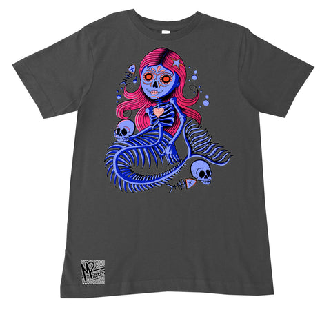 M-Mermaid Skelly Tee, Charc (Infant, Toddler, Youth, Adult)