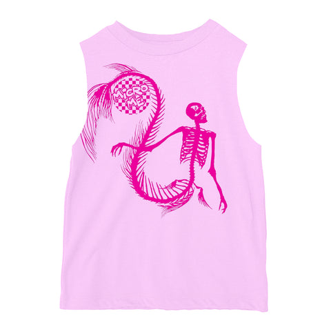 Mermaid Skelly Muscle Tank, Lt. Pink (Infant, Toddler, Youth, Adult)