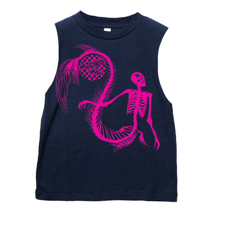 Mermaid Skelly Muscle Tank,Navyn(Infant, Toddler, Youth, Adult)