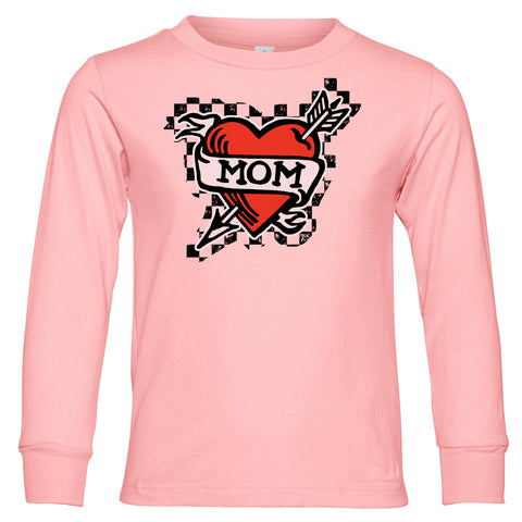 Tattoo Mom Checks LS Shirt, Lt. PInk (Infant, Toddler, Youth , Adult)