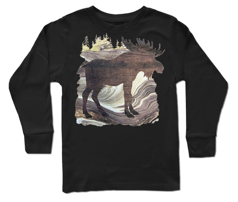 Moose Long Sleeve Shirt, Black (Toddler, Youth, Adult)