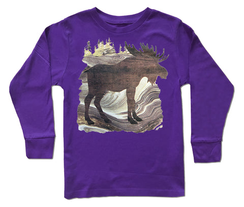 Moose Long Sleeve Shirt, Purple (Toddler, Youth, Adult)