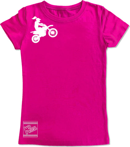 *Moto Girl Fitted Tee,Hot Pink- (6M-Youth XL)