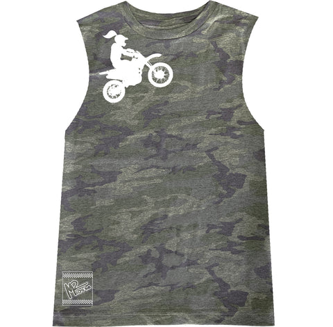 *Moto Girl Tee OR Muscle Tank, Vintage Camo- (6M-Youth XL)
