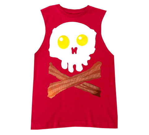 Bacon Skull Muscle Tank , Red  (Infant, Toddler, Youth, Adult)