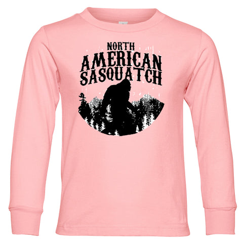 N.Am Sasquatch Long Sleeve Shirt, Pink  (Infant, Toddler, Youth, Adult)