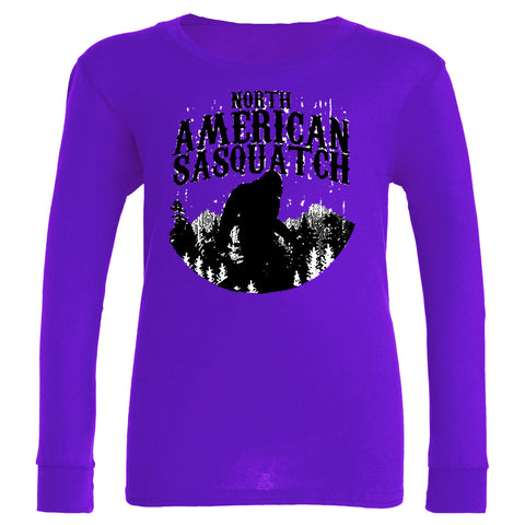 N.Am Sasquatch Long Sleeve Shirt, Purple (Infant, Toddler, Youth, Adult)