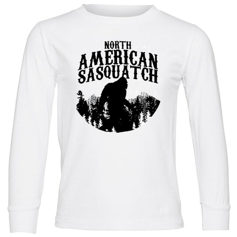 N.Am Sasquatch Long Sleeve Shirt, White (Infant, Toddler, Youth, Adult)