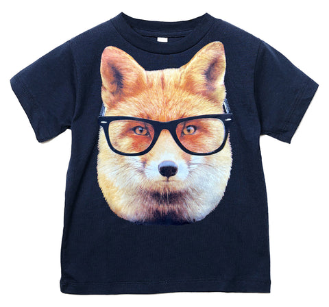 Nerdy Fox Tee, Navy (Infant, Toddler, Youth, Adult)