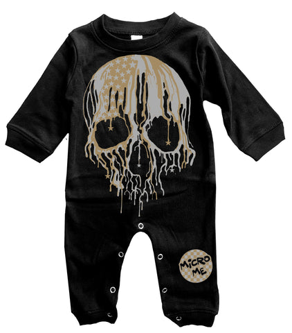 NYE Drip Skull Romper, Black- (Infant)