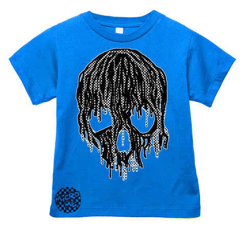 Checker Drip Skull Tee, Neon Blue  (Infant, Toddler, Youth, Adult)