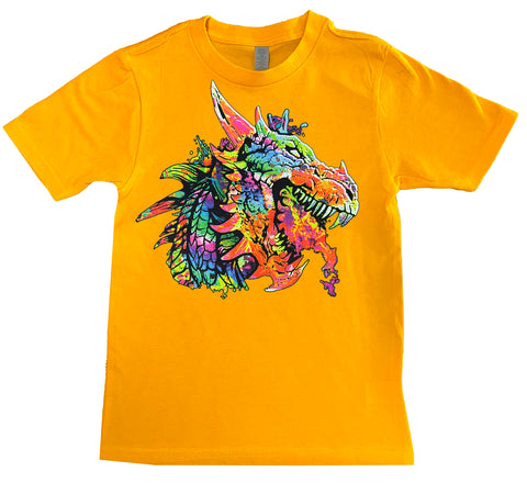 Neon Dragon Tee, Gold (Infant, Toddler, Youth, Adult)