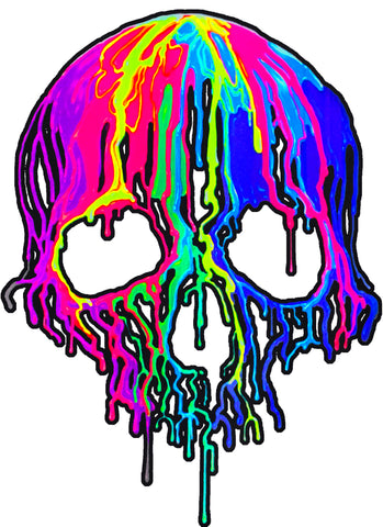 Neon Skull Drip Sticker, 2.5 inch