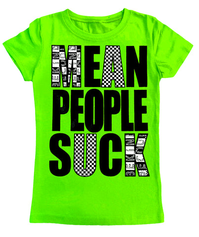 Mean People Suck Fitted Tee, Neon Green (Youth)