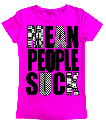 Mean People Suck Fitted Tee, Neon Pink (Youth)