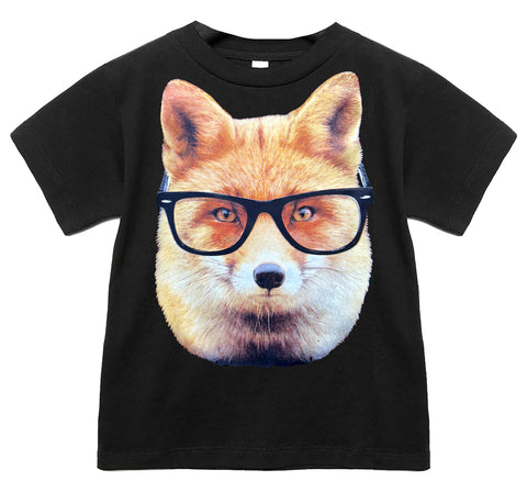 Nerdy Fox Tee, Black (Infant, Toddler, Youth, Adult)