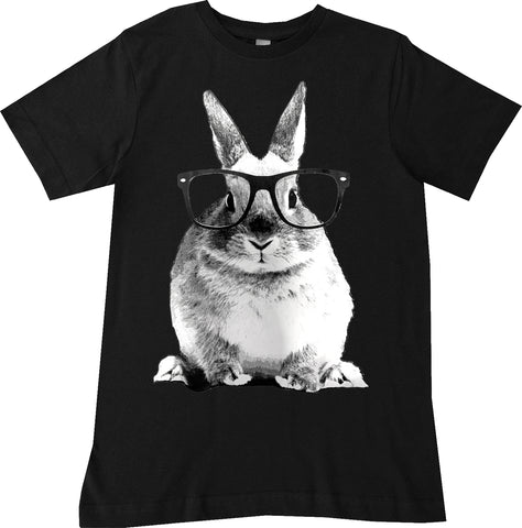 Nerdy Rabbit Tee,  Black  (Infant, Toddler, Youth, Adult)