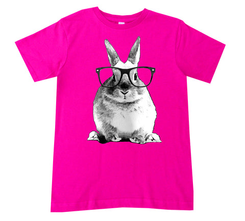 Nerdy Rabbit Tee, Hot PInk (Infant, Toddler, Youth, Adult)