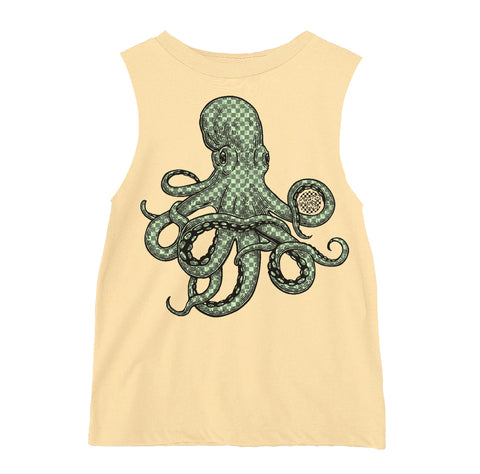 Check Octopus Muscle Tank, Butter (Infant, Toddler, Youth, Adult)