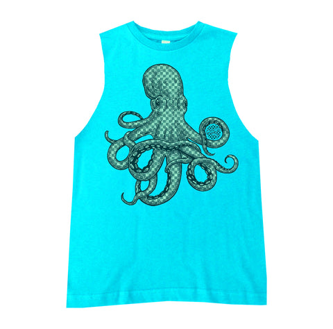 Check Octopus Muscle Tank, Tahiti (Infant, Toddler, Youth, Adult)