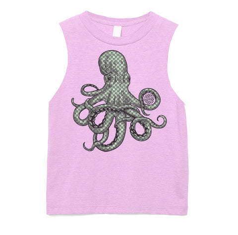 Check Octopus Muscle Tank, Lt. Pink (Infant, Toddler, Youth, Adult)