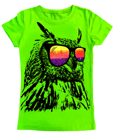 Owl Sunnies Fitted Tee, Neon Green (Youth)