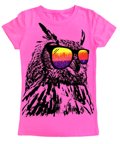 Owl Sunnies Fitted Tee, Neon Pink (Youth)