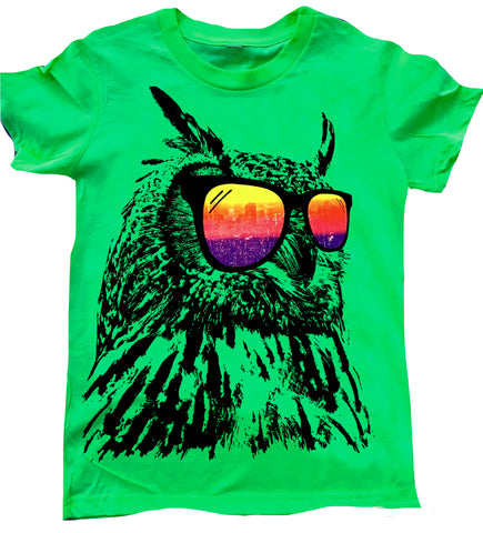 Owl Tee, Neon Green (Infant, Toddler, Youth)
