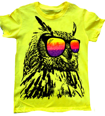 Owl Tee, Neon Yellow (Toddler, Youth)