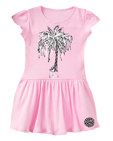 Denim Checks Palm Dress, Lt. Pink  (Toddler)