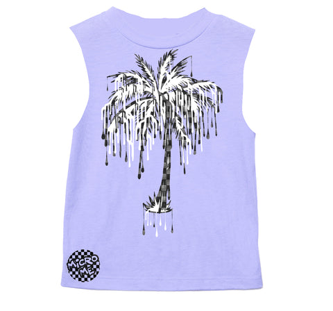 Denim Check Palm Muscle Tank, Lavender  (Infant, Toddler, Youth, Adult)