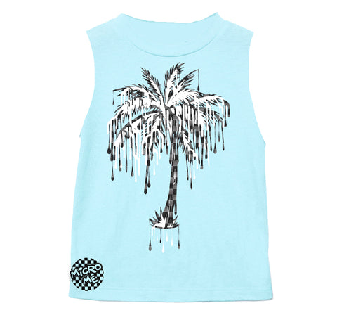 Denim Check Palm Muscle Tank, Lt. Blue  (Infant, Toddler, Youth, Adult)