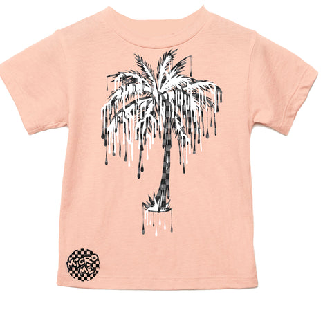 Denim Check Palm Tee, Peach  (Infant, Toddler, Youth, Adult)