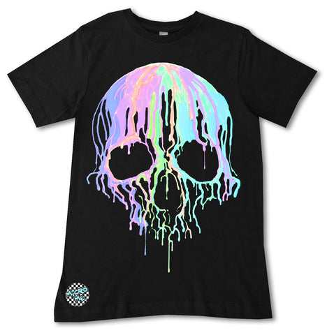Pastel Drip Skull Tee, Black   (Infant, Toddler, Youth, Adult)