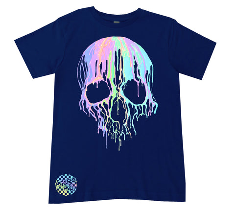 Pastel Drip Skull Tee, Navy  (Infant, Toddler, Youth, Adult)