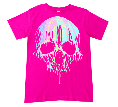 Pastel Drip Skull Tee,  Hot Pink (Infant, Toddler, Youth, Adult)